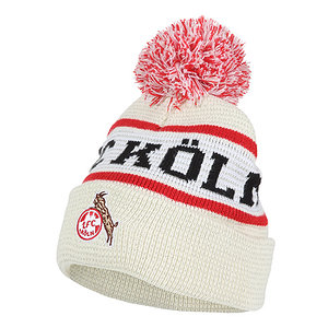 Beanie mit Bommel "Retro" beige