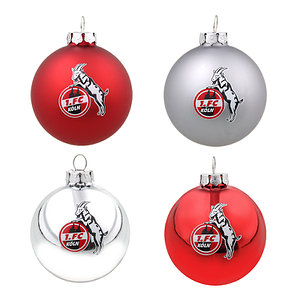 Weihnachtskugeln 4er Set, silber/rot