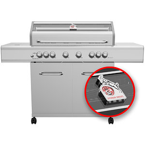 6-Brenner Edelstahl-Gasgrill m. Gusseisenrost