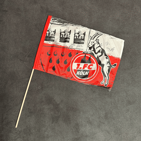 Signierte Stockfahne "Wappen"