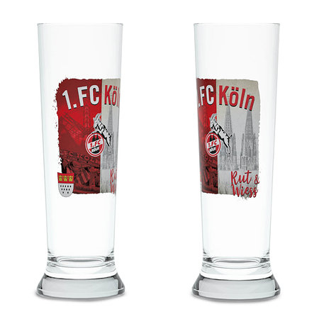 FC Köln Weizenglas plus Lesezeichen I lov Bierglas Tradition 2er Set 1 Glas 