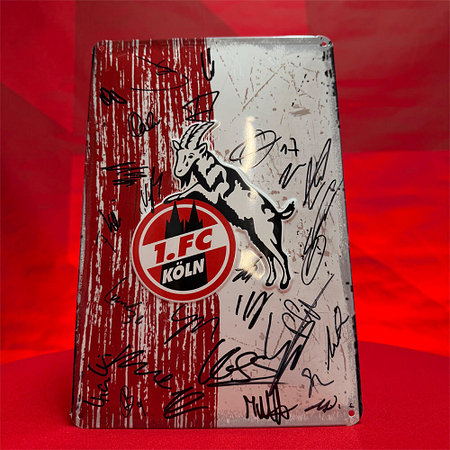 Signiertes Blechschild "Logo"