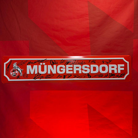 Signiertes Blechschild Müngersdorf