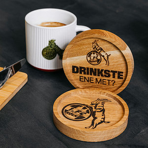 Holzuntersetzer "Drinkste ene met?"