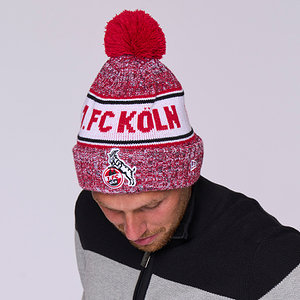 Beanie mit Bommel "Red Melange"