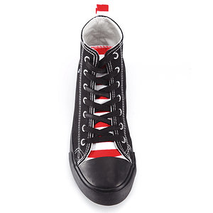 Leinenschuhe schwarz mit Ringel